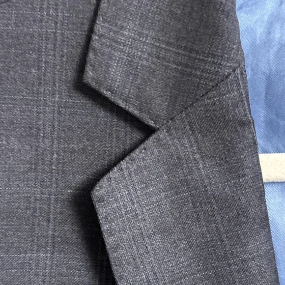 J Hilburn Sport Coat 42R Slim European Custom Gray Check Plaid Portugal Blazer